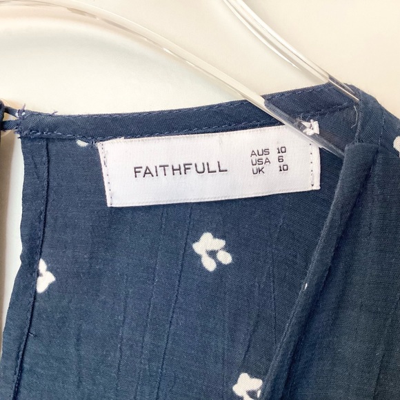 Faithfull the Brand Floral Print Button Front Midi Dress - Blue - 6 - Picture 9 of 11